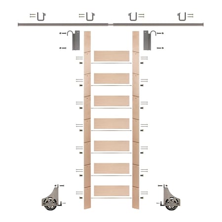 Meadow Lane Ladder 92 in. Pre-Finish Maple Satin Nickel Hook with 8 ft. Rail Kit EG.300-92MA-08.02-PF